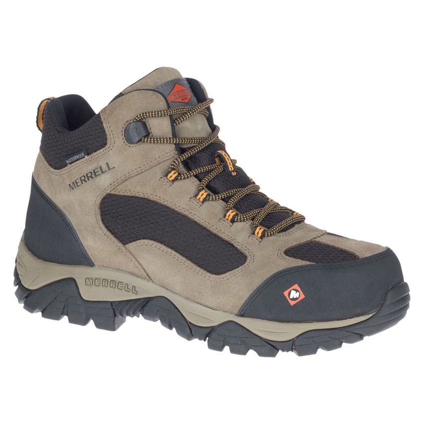 Bottes de Securite Merrell Moab Onset Mid Waterproof Comp Toe Vert Olive/Noir Homme | Z.I.VKGT